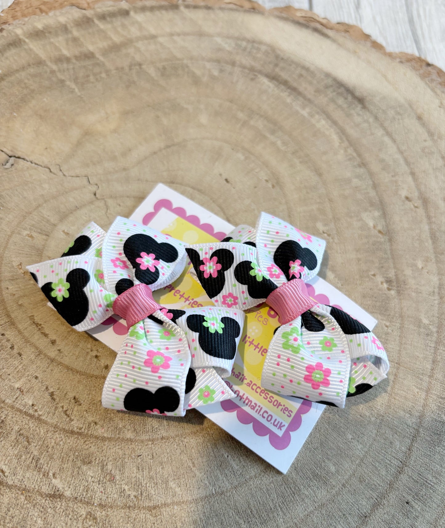 🎀 Black & White Character Print Bow Hair Clip Set 🎀
