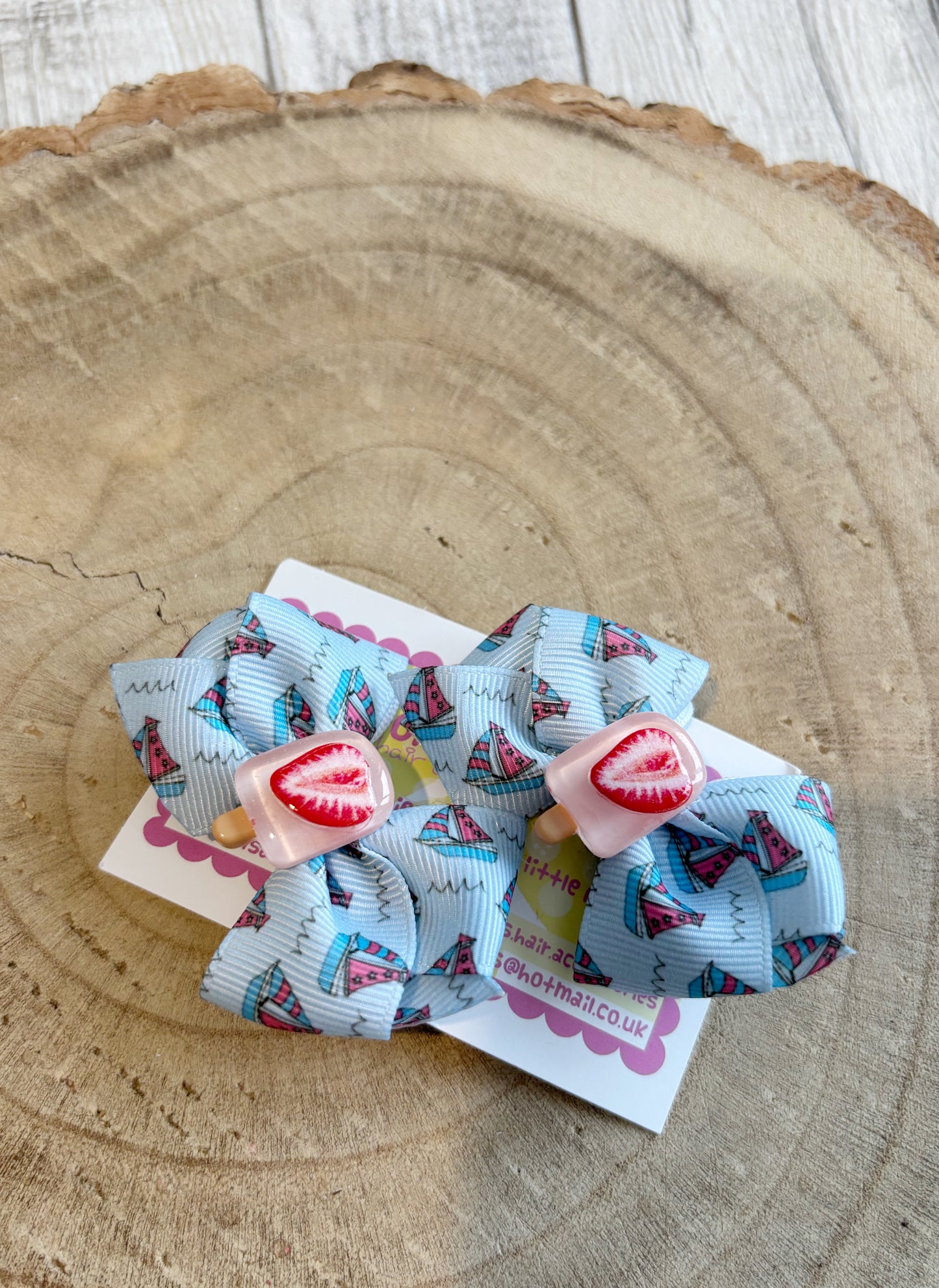 ⛵ Ice Cream & Sailboat Hair Bow Set – Set of 2 ⛵