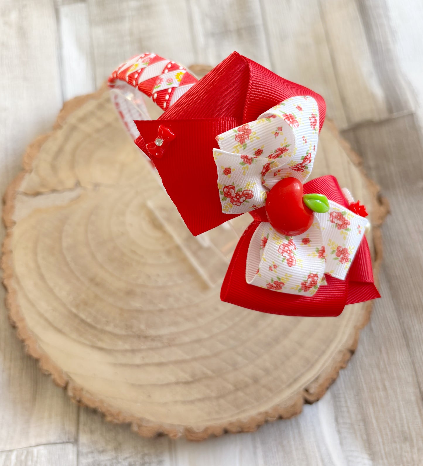 Red Apple Bow Headband – Handmade Girls Hairband