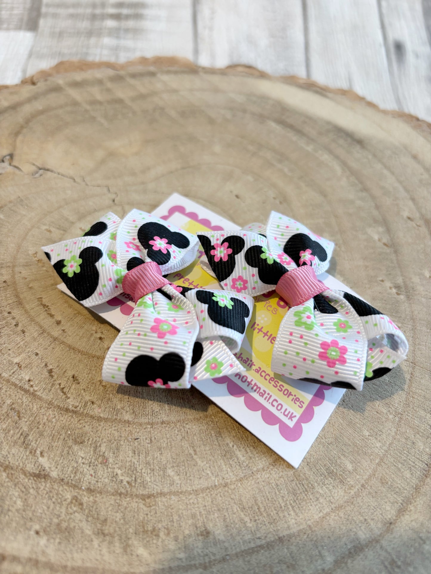 🎀 Black & White Character Print Bow Hair Clip Set 🎀