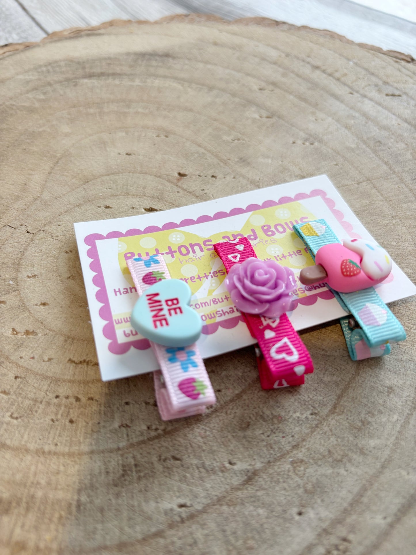 🍦 Cute Mixed Charm Hair Clips – Set of 3 🍦