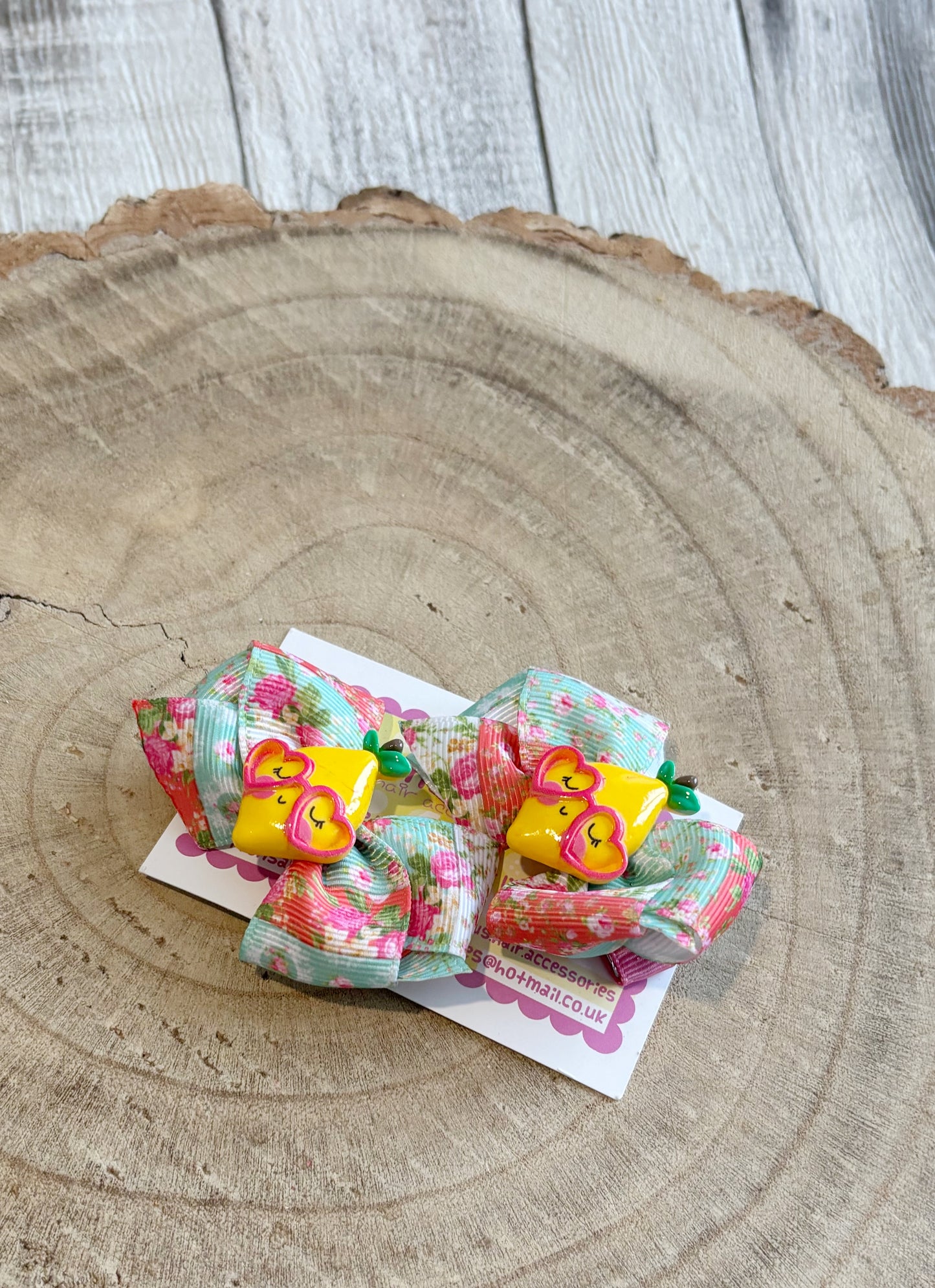 🍋 Floral Lemon Hair Bow Set with Sunglasses Centre – Set of 2 🍋