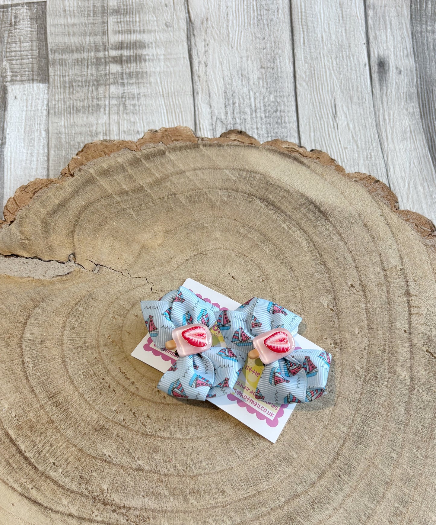 ⛵ Ice Cream & Sailboat Hair Bow Set – Set of 2 ⛵