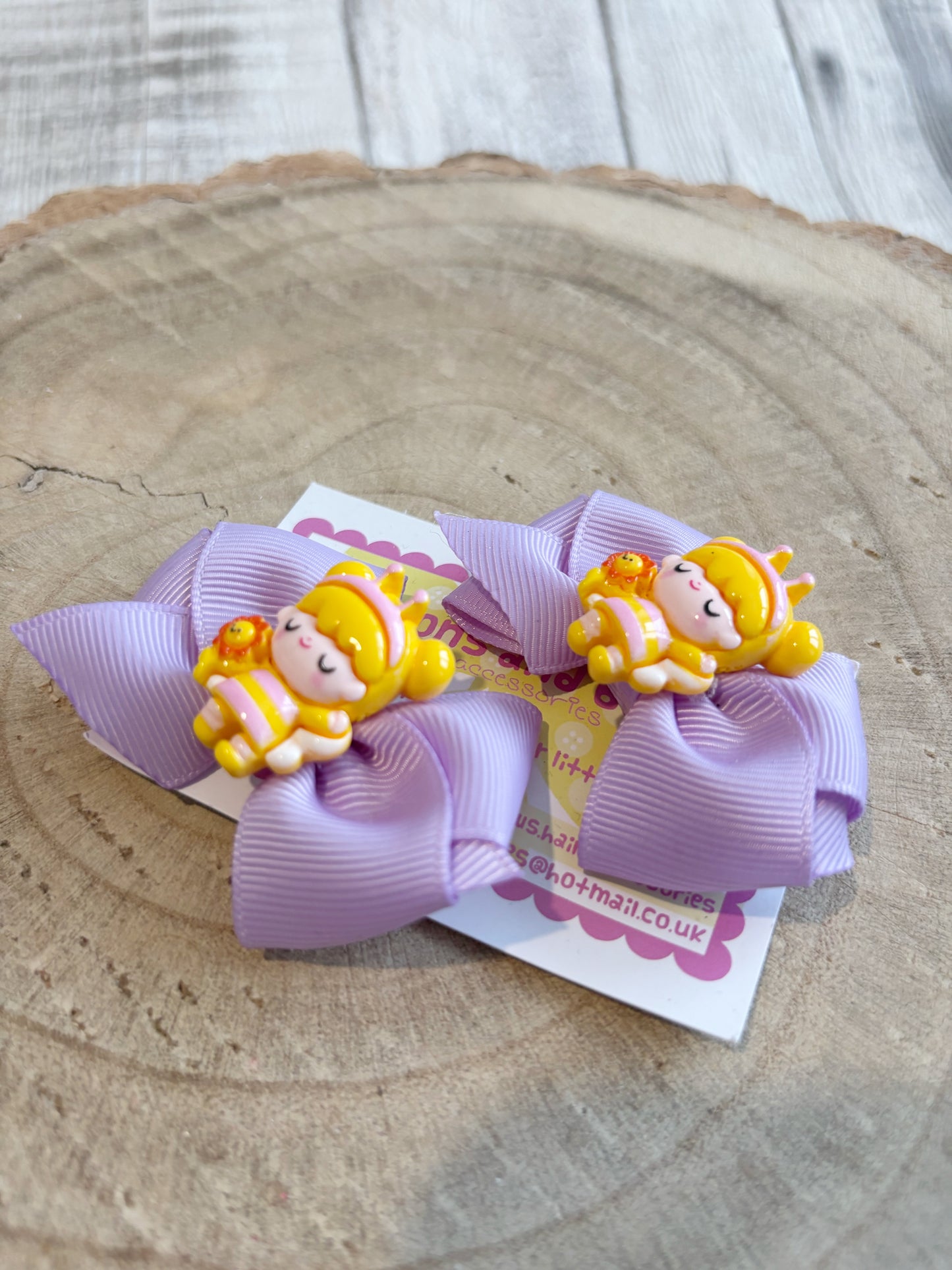 🐝 Bee Girl Doll Hair Bow Set – Set of 2 🐝