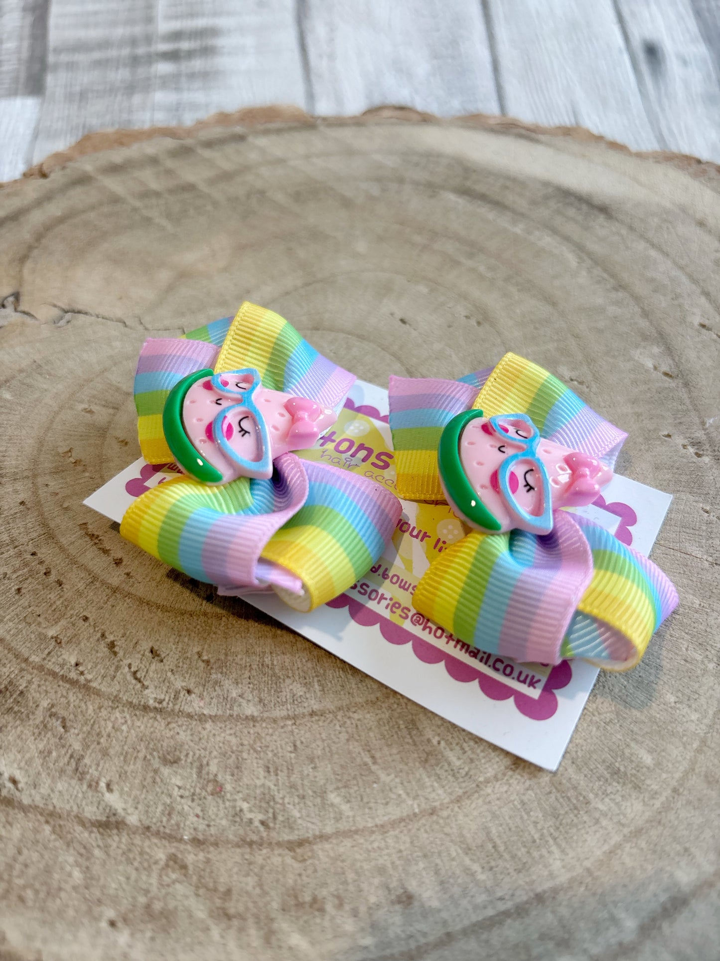 🍉 Rainbow Watermelon Hair Bow Set – Set of 2 🍉