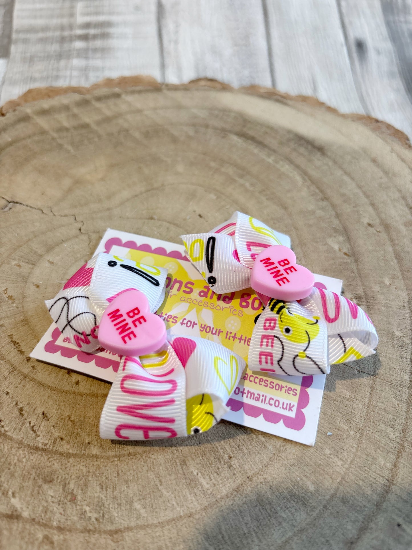 “Be Mine” Valentine Bow Hair Clips – Set of 2