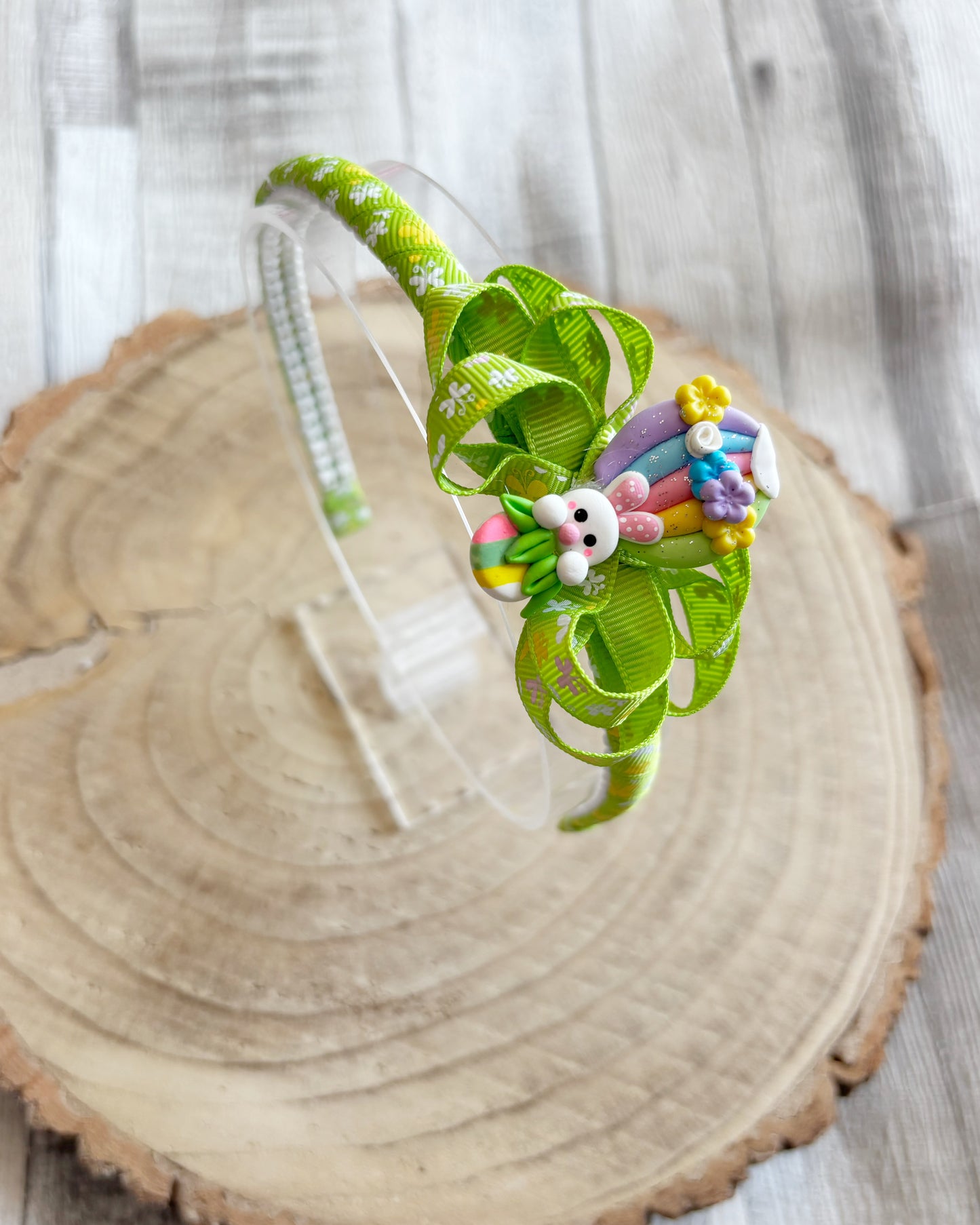 🐰🌈 Rainbow Bunny Headband 💚✨