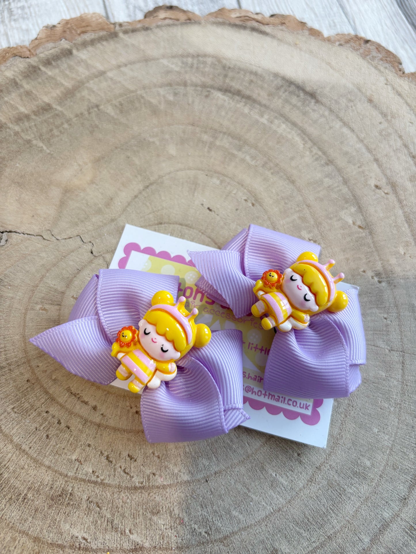 🐝 Bee Girl Doll Hair Bow Set – Set of 2 🐝