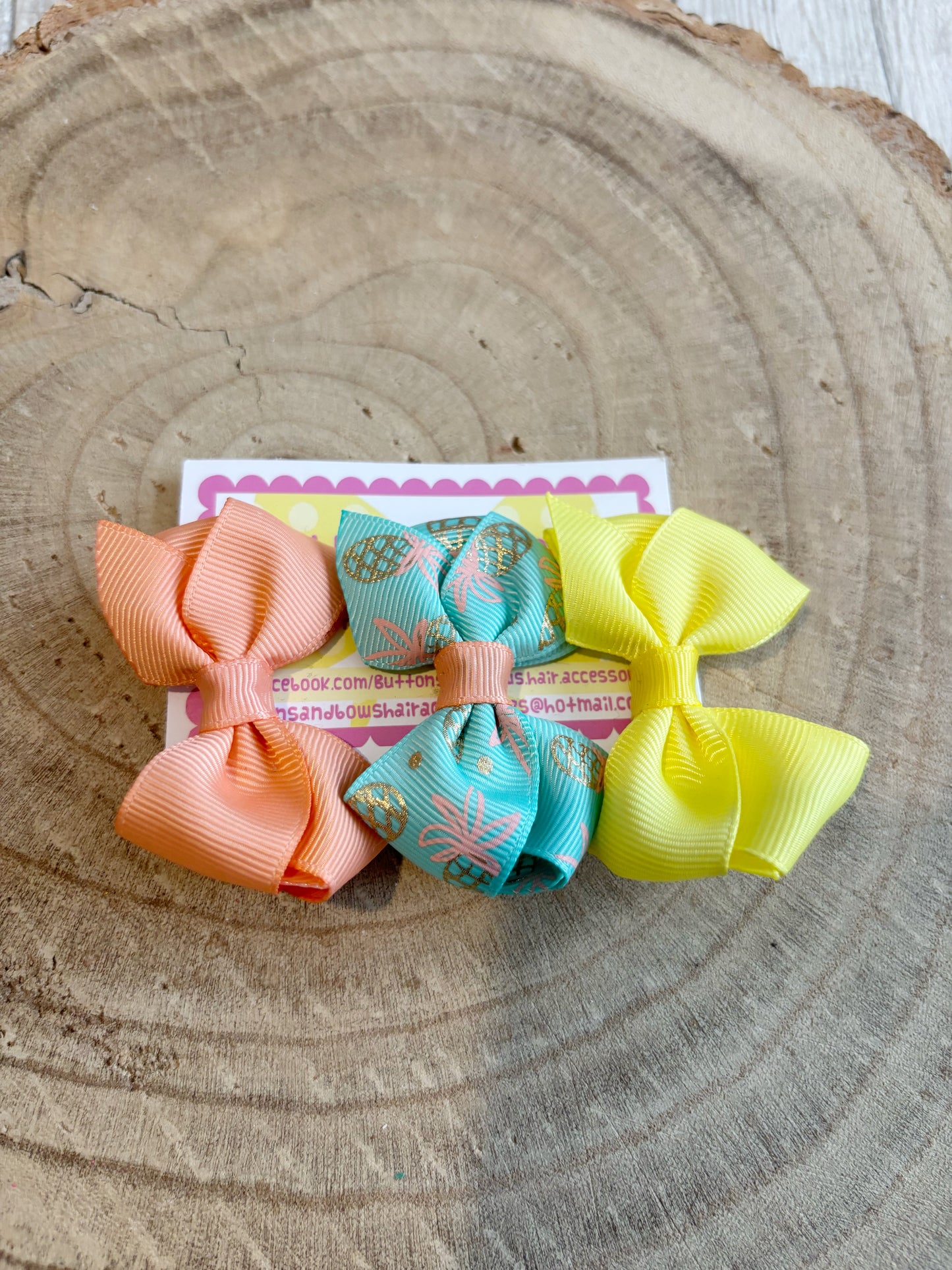 🌈 Summer Bow Hair Clip Set – Set of 3 🌈