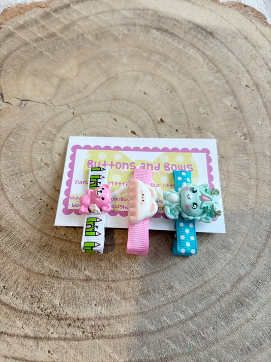 🐉 Cute Hair Clip Set – Set of 3 🎀