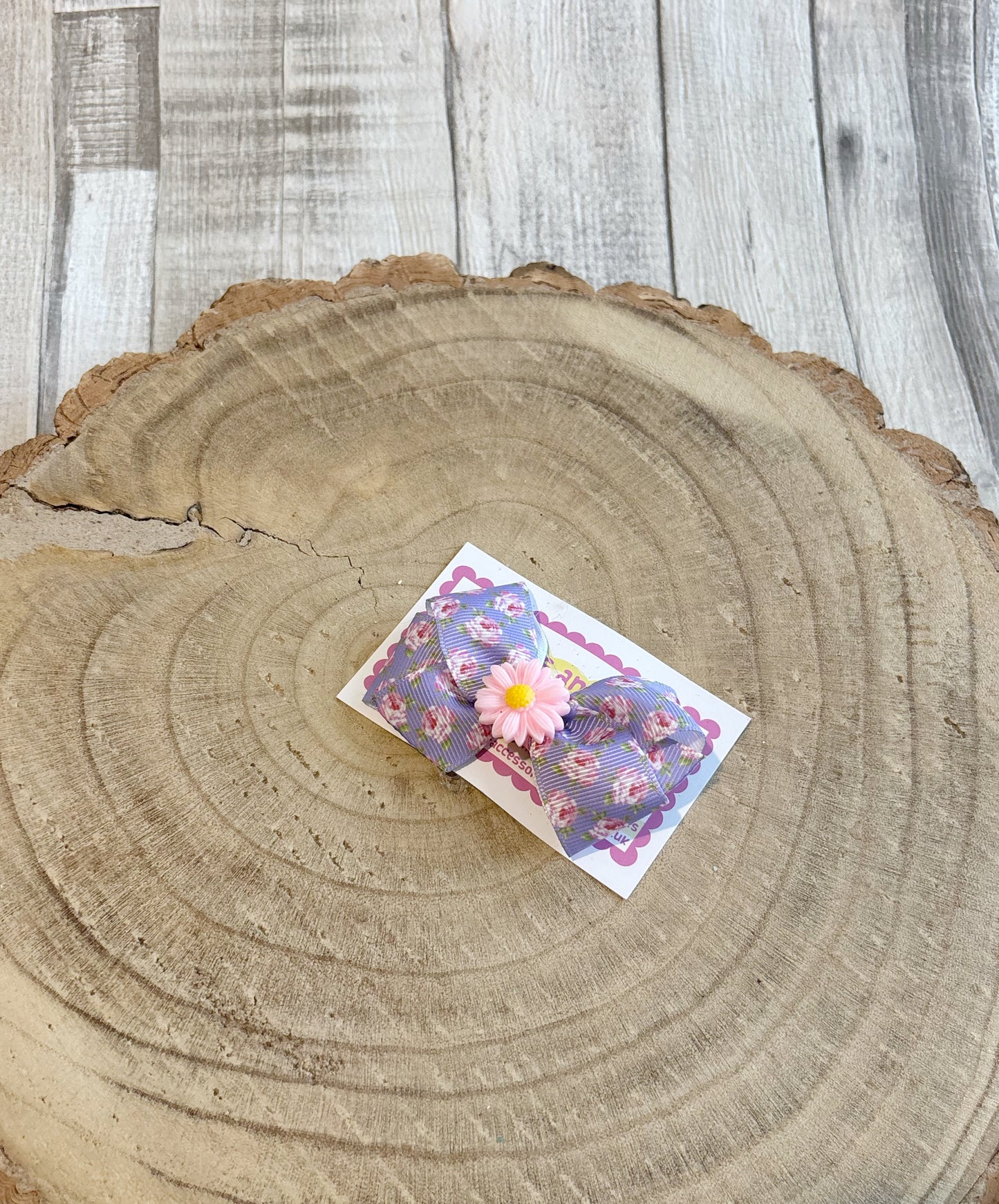 Floral Daisy Bow Hair Clip