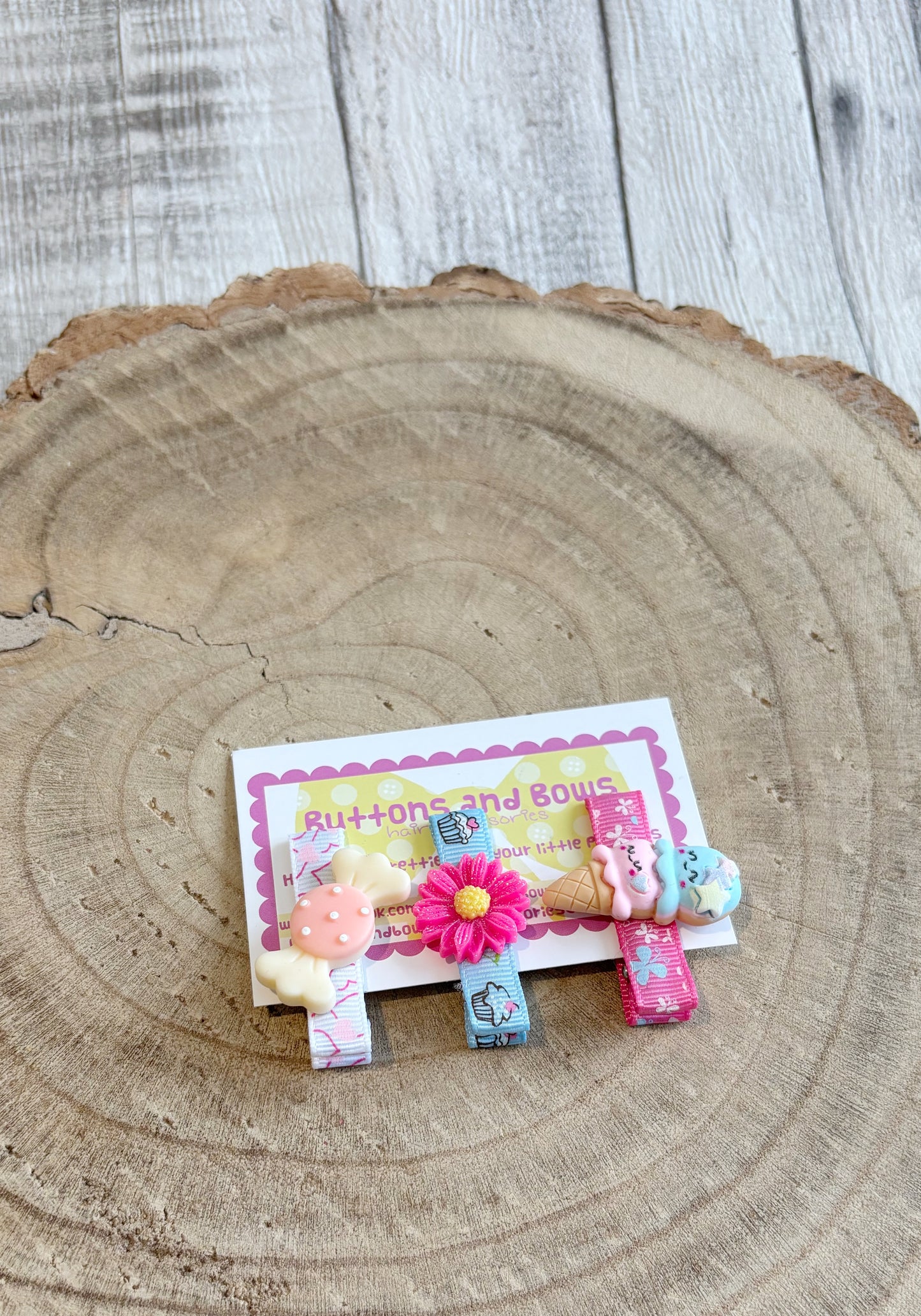 🍦 Sweet Treat Hair Clip Set – Set of 3 🍦
