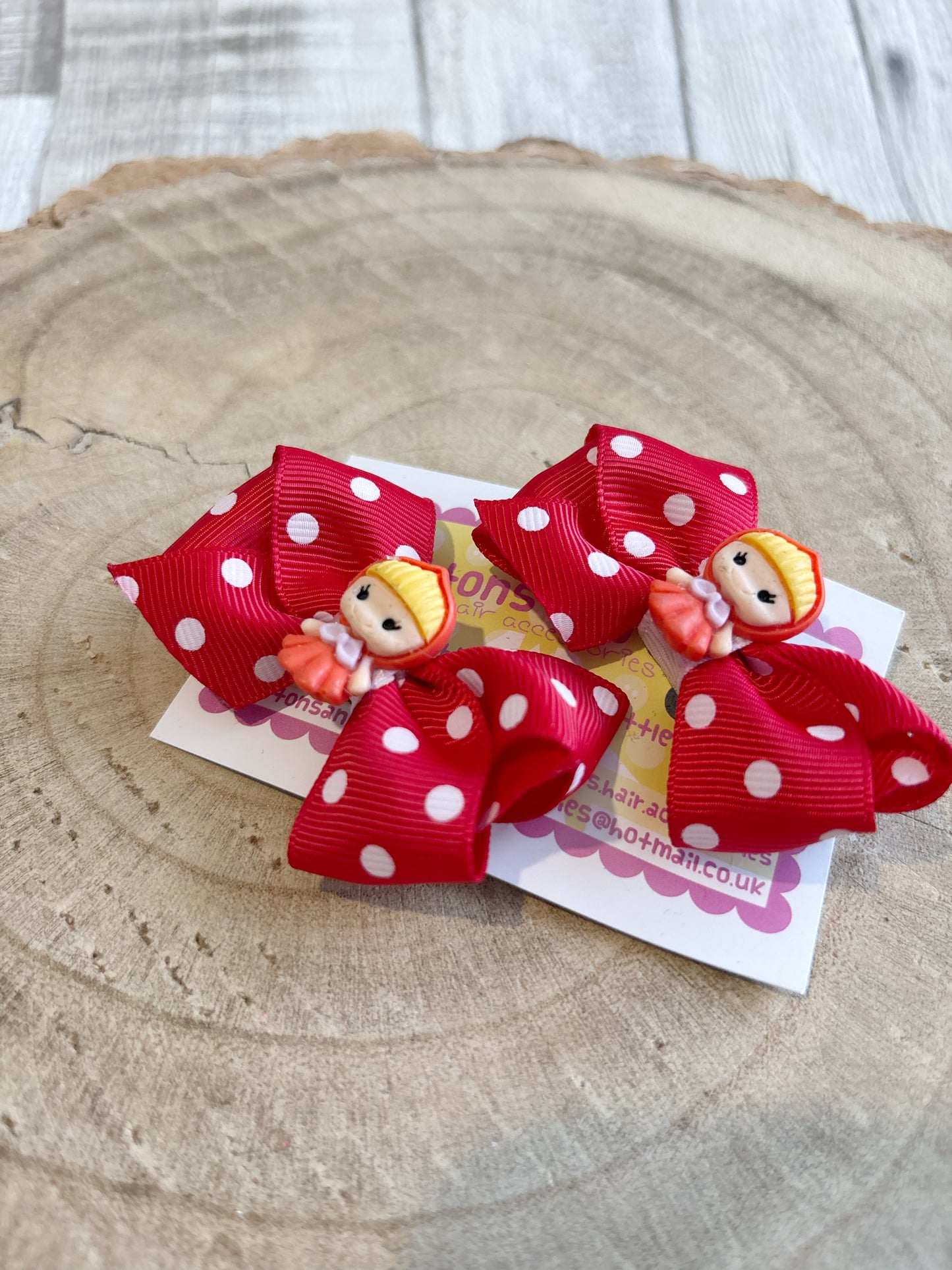 ❤️ Red Polka Dot Doll Hair Bow Set – Set of 2 ❤️