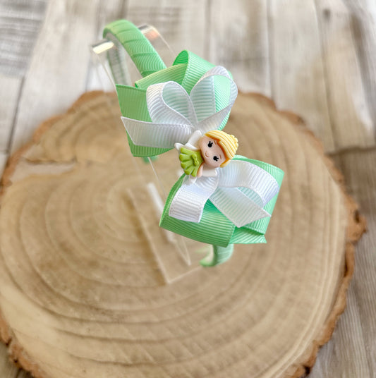 Green Fairy Bow Hairband – Handmade with Non-Slip Grip