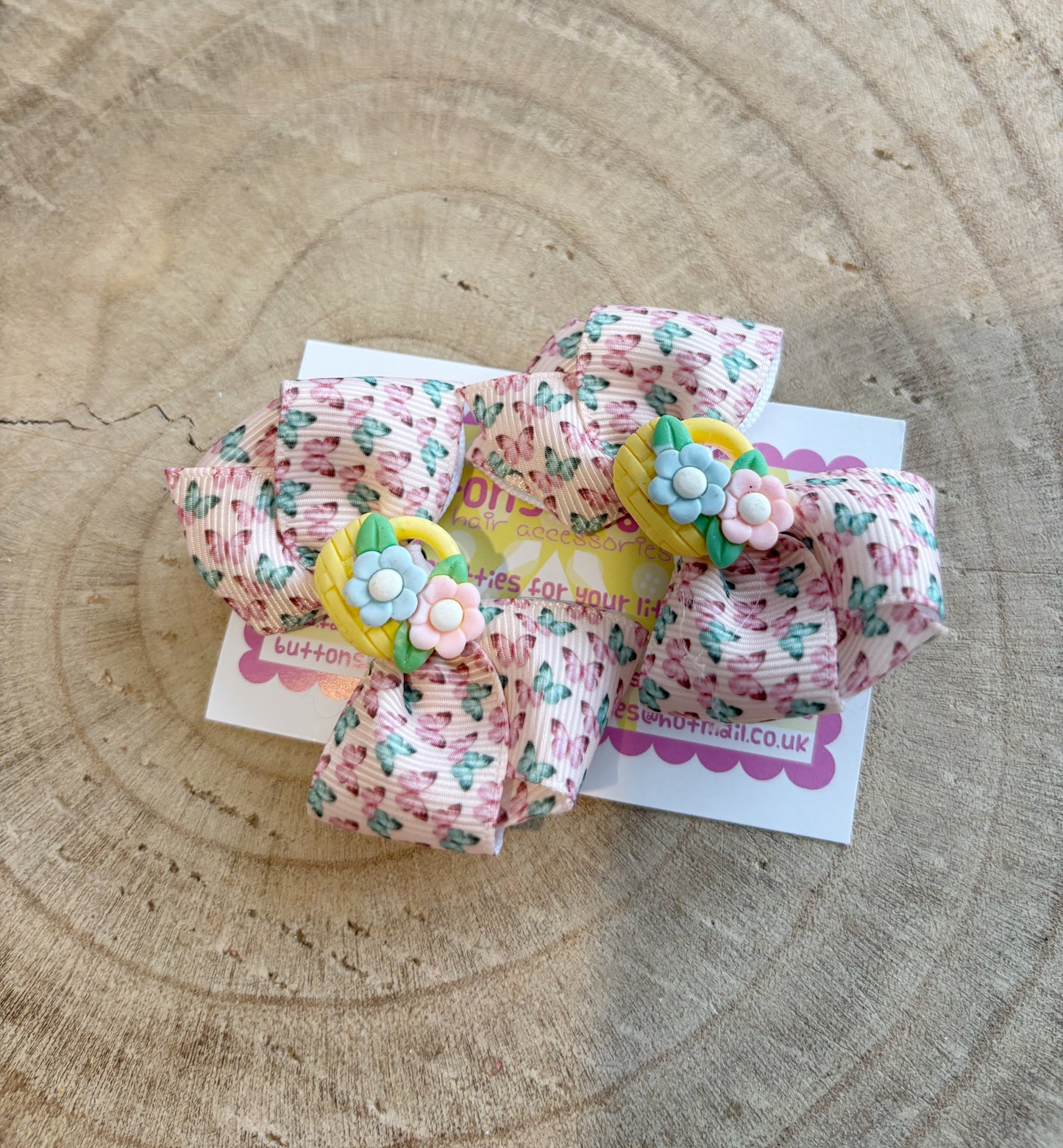 🌸 Butterfly Floral Hair Bow Set – Set of 2 🌸