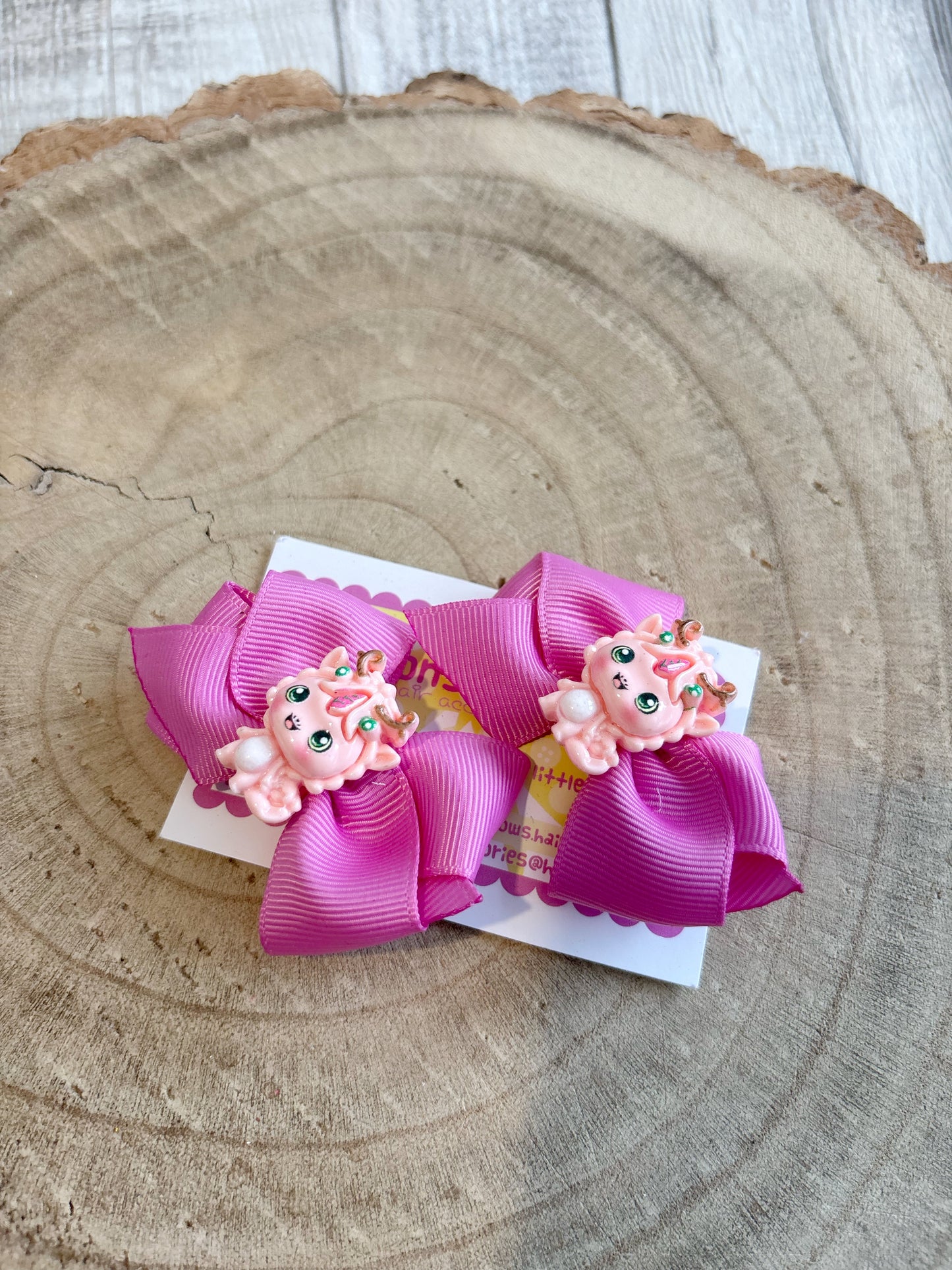 🐉 Pink Dragon Hair Bow Set – Set of 2 🐉