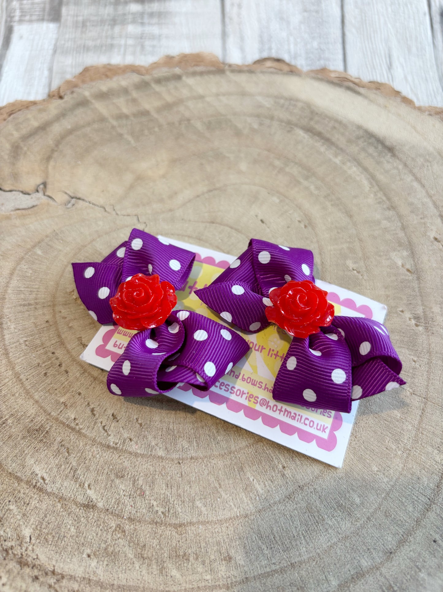 💜 Purple Polka Dot Hair Bow Set – Set of 2 💜