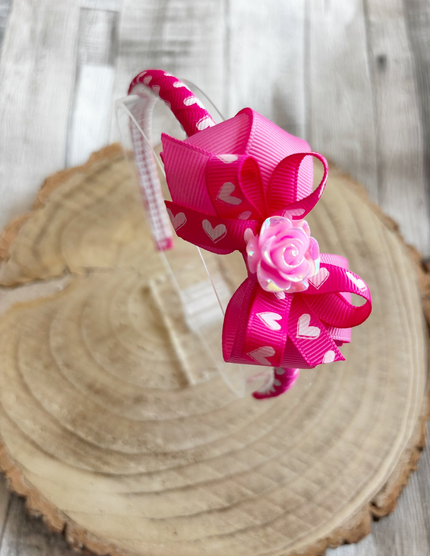 💖 Heart Print Rose Headband 🌹✨