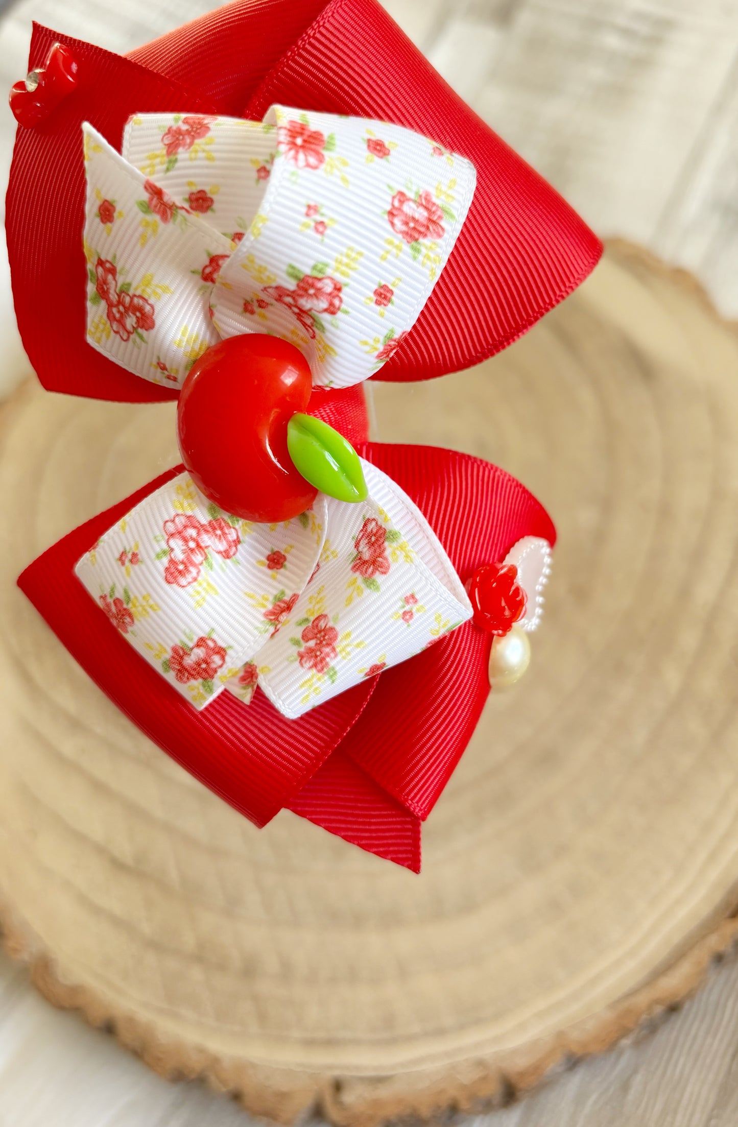 Red Apple Bow Headband – Handmade Girls Hairband