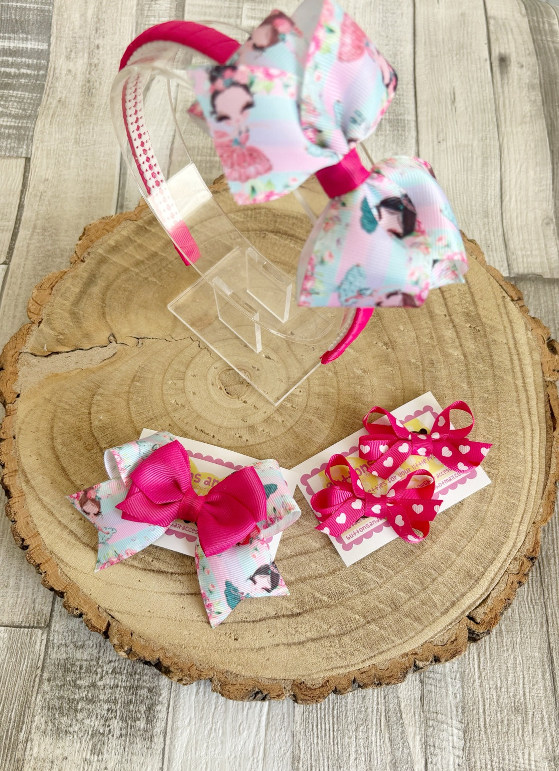 Handmade fairy hair accessory gift set with hairband and bows