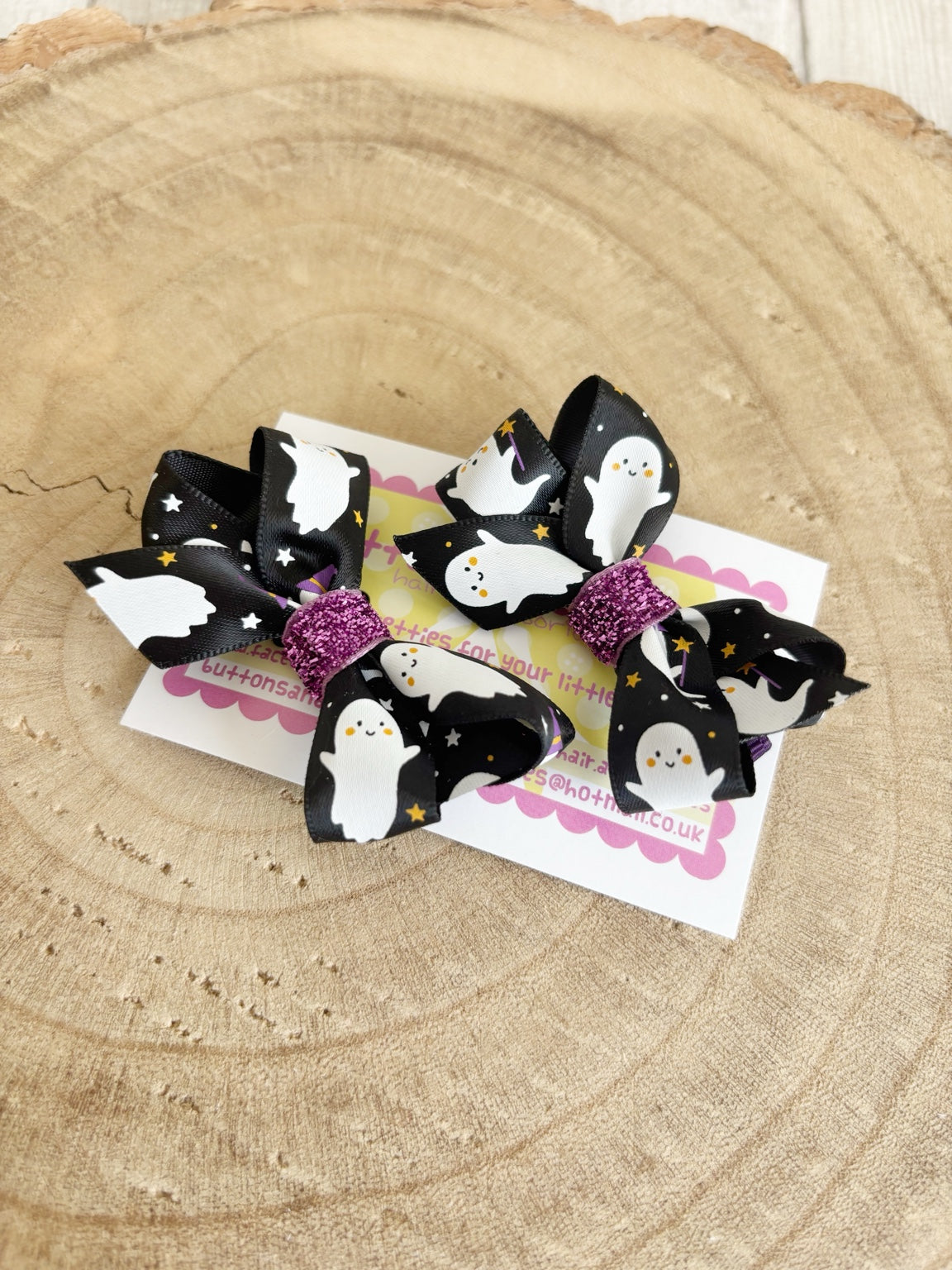 Black Halloween ghost bow set